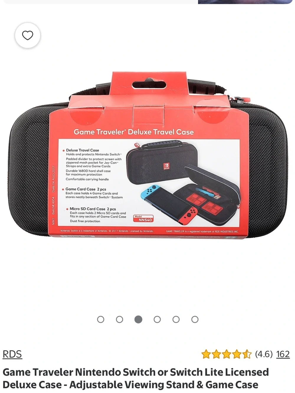 Nintendo Black and Red Traveler Hard Shell Carry Case